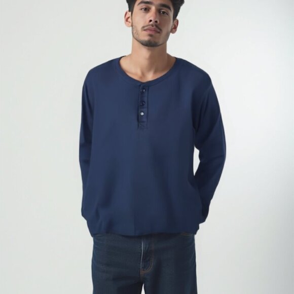 **NWT George Men Henley thermal long sleeve Shirt S - Picture 1 of 10